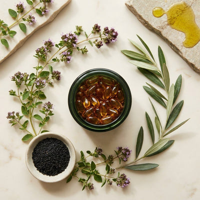 Hyams Oregano ingredients flat-lay
